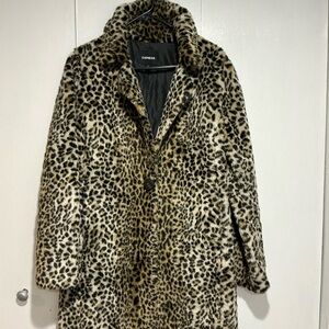 Express Animal Print Teddy Jacket